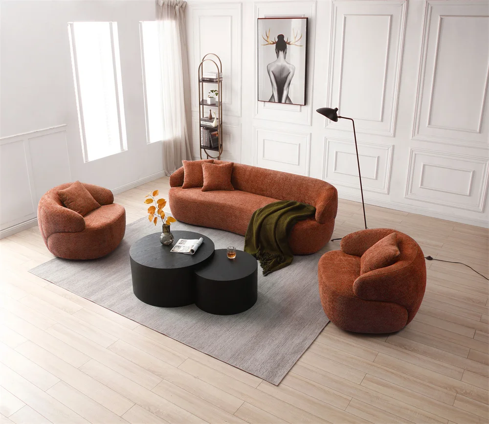 #￥Manufacturer Rotatable Arm Chair Reading Room Round Rotating Swivel Chair Lounge Turning Single Fabric Sofa for Bedroom Club