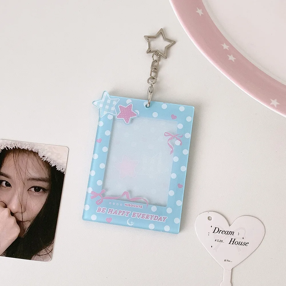 INS 3 Inch Kpop Photocard Holder Polka Dot Stars Picture Display Idol Photo Frame Acrylic Pendant Card Holder