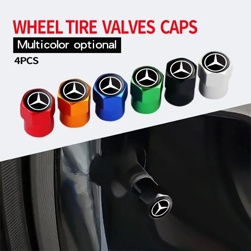 Mercedes Benz Car Tire Valve caps Emblem metal Cap Case For B/C/E/S Class A Class C200L GLC GLE CLA  accessories Car Styling