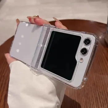 Vanuoxin HD 투명 케이스, 충격 방지 보호 하드 PC 힌지 커버, 삼성 갤럭시 Z 플립 5 3 4 5G 용 투명 케이스