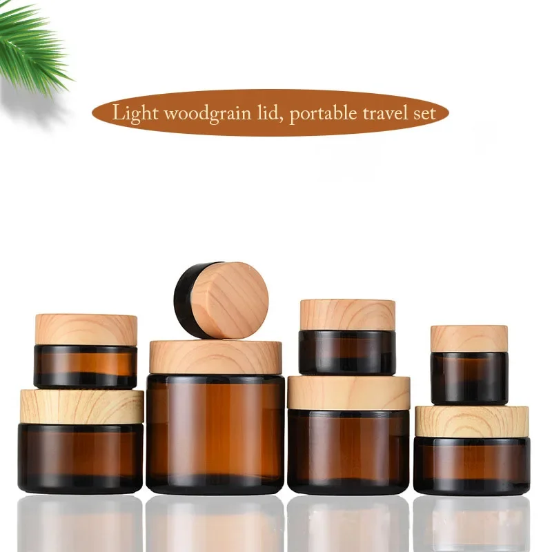 Amber Fillable Glass Jars, Multiple Lid Colours, Multiple Capacities, Cosmetic Lotion Cream Refill Box Container Bottle