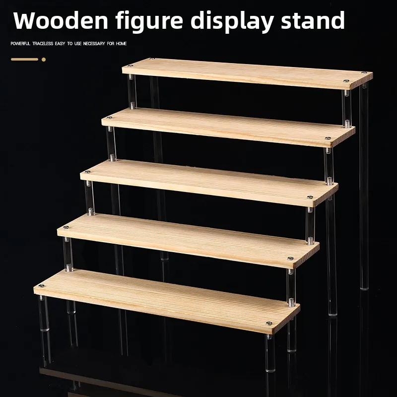 Wooden Display Stand Display Shelf for Blind Box Toys Multi-Layer Step Rack  Showcase for Figures Home Storage Holders Organizer