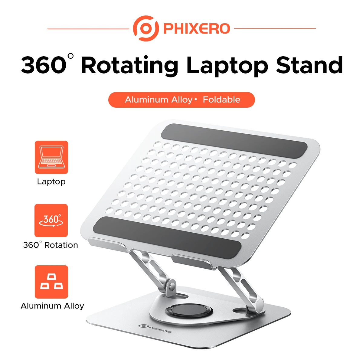 PHIXERO Phone Tablet Stand Adjustable Aluminum Alloy Laptop Tablet up to 17