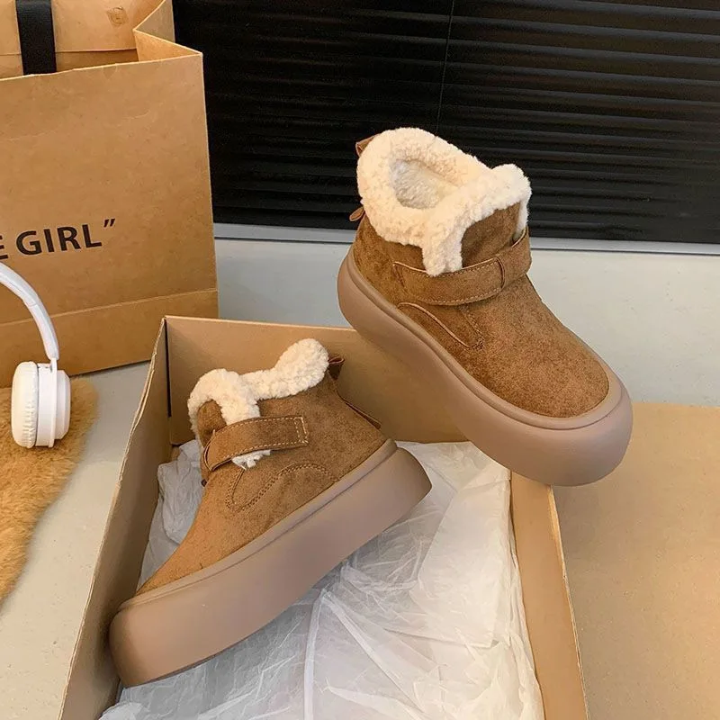 موضة أحذية الثلوج النسائية 2025 الخريف والشتاء جديد طالب أحذية بوت قصيرة أحذية قطنية كبيرة الصوف سميكة متوسطة المساعدة