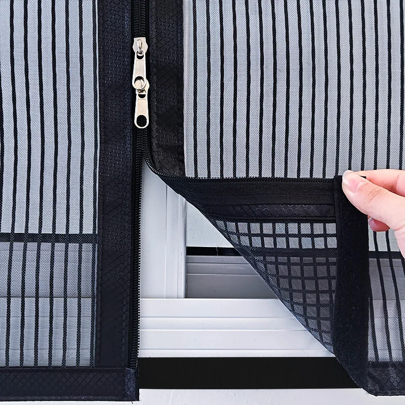 Customized Mosquito Screen with Diamond Mesh, High-End Striped Version for Household Window Screen, Black Zipper, Anti Cat Scrat