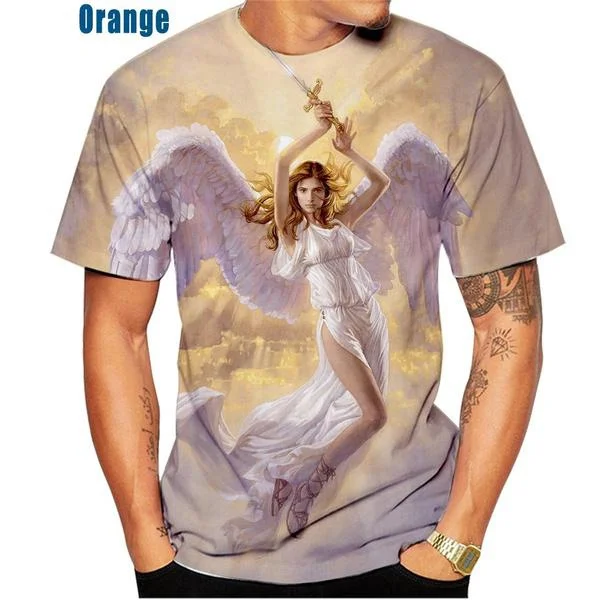 Hot Sale! Fashion T-shirt Men/Women Summer Outdoor Casual 3d Tshirt Print Angel Tops Tees T-Shirt