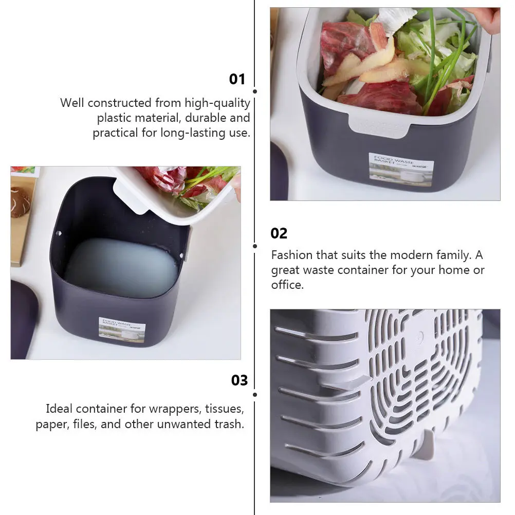 

Plastic Trash Can Waste Basket Garbage Container Small Purple Home Office Recycling Bin Dry Wet Separation Kitchen Living Room