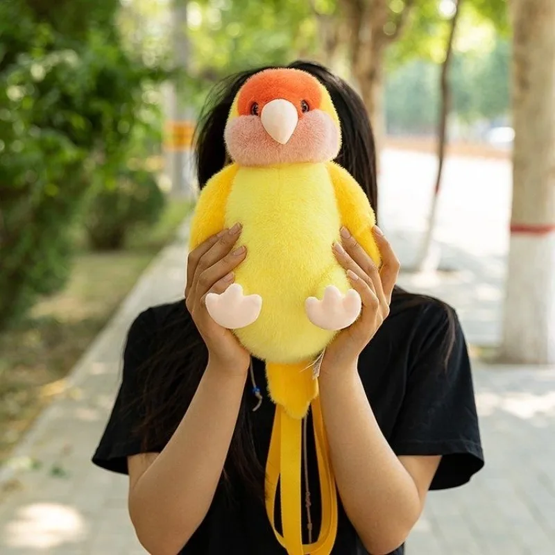 かわいいオウムのぬいぐるみバックパック、模擬鳥のぬいぐるみ人形バッグ、かわいい子供用ショルダーバッグ、ファッショナブルなナップサックバッグ、女性へのギフト