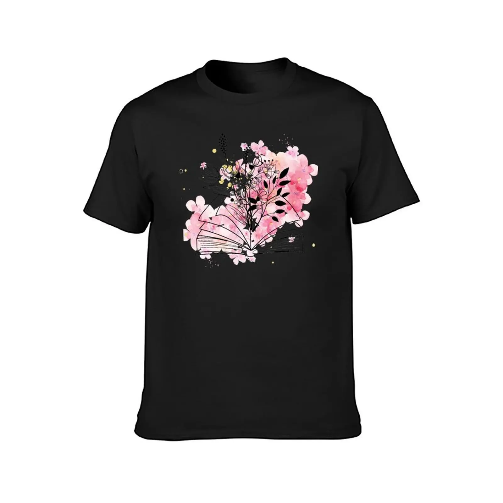 Flowers Growing From Book T-Shirt customizeds graphics animal prinfor boys anime t shirts for men