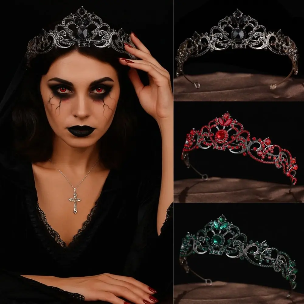 Rhinestone Halloween Black Crown Cake Decorations Hair Jewelry Baroque Pageant Crowns Luxury Sparkling Queen Princess Tiara