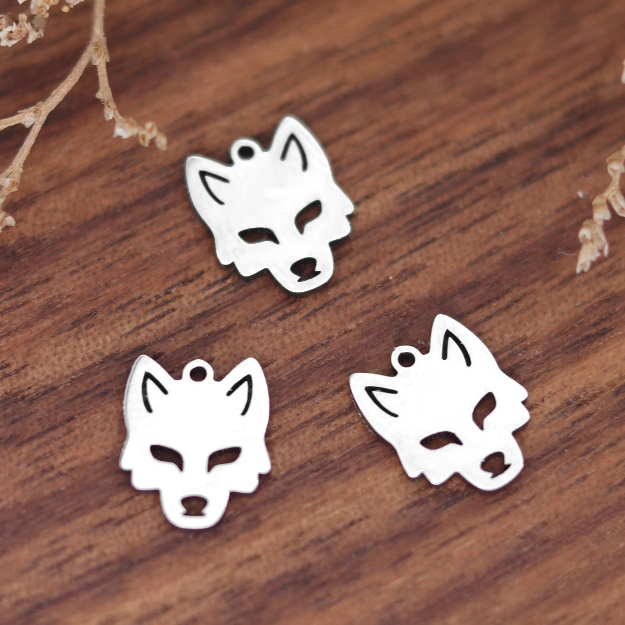 3pcs Gothic Wolf Charms Stainless Steel Pendant Jewelry Making DIY Handmade Punk Earrings Necklaces Bracelets Materials