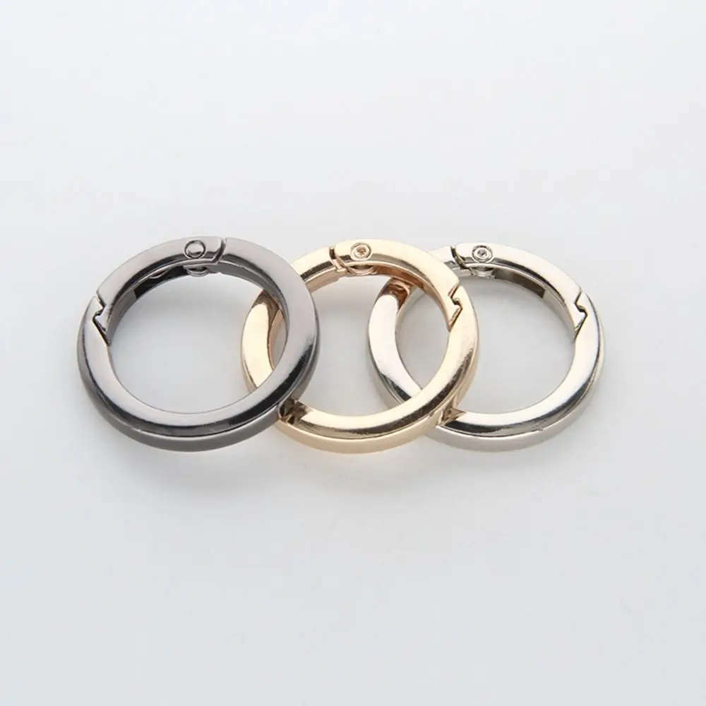 3pcs 18/38mm Spring O-Ring Buckles Round Shape Zinc Alloy Bag Belt Buckle Black Gold Silver Carabiner Purses Handbags