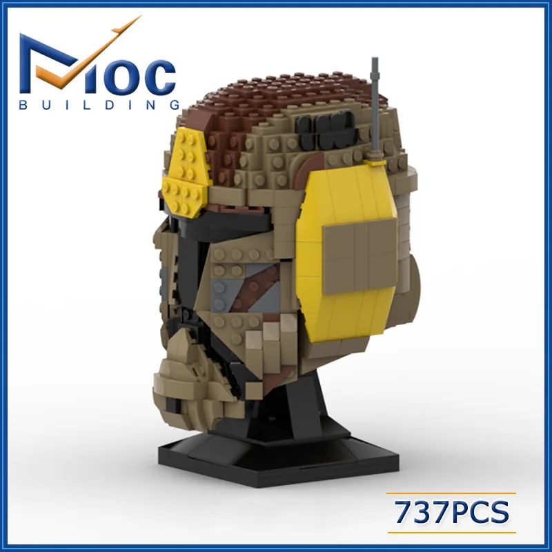 

Креативные строительные блоки Moc из мелких частиц, серия Звездные войны, шлем персонажа из фильма «сделай сам», сборная настольная декоративная модель, игрушка