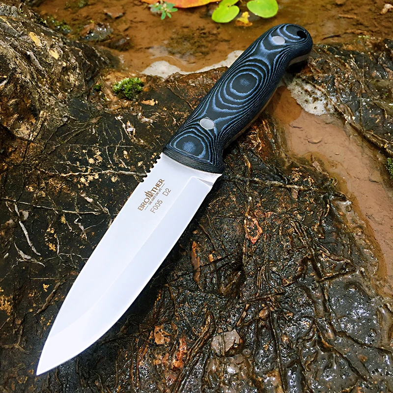 Brother Knife F005 Fixed Blade D2 Steel Straight Knife Bush craft Knife Full tang Hunting Camping High Hardness Micarta Grips