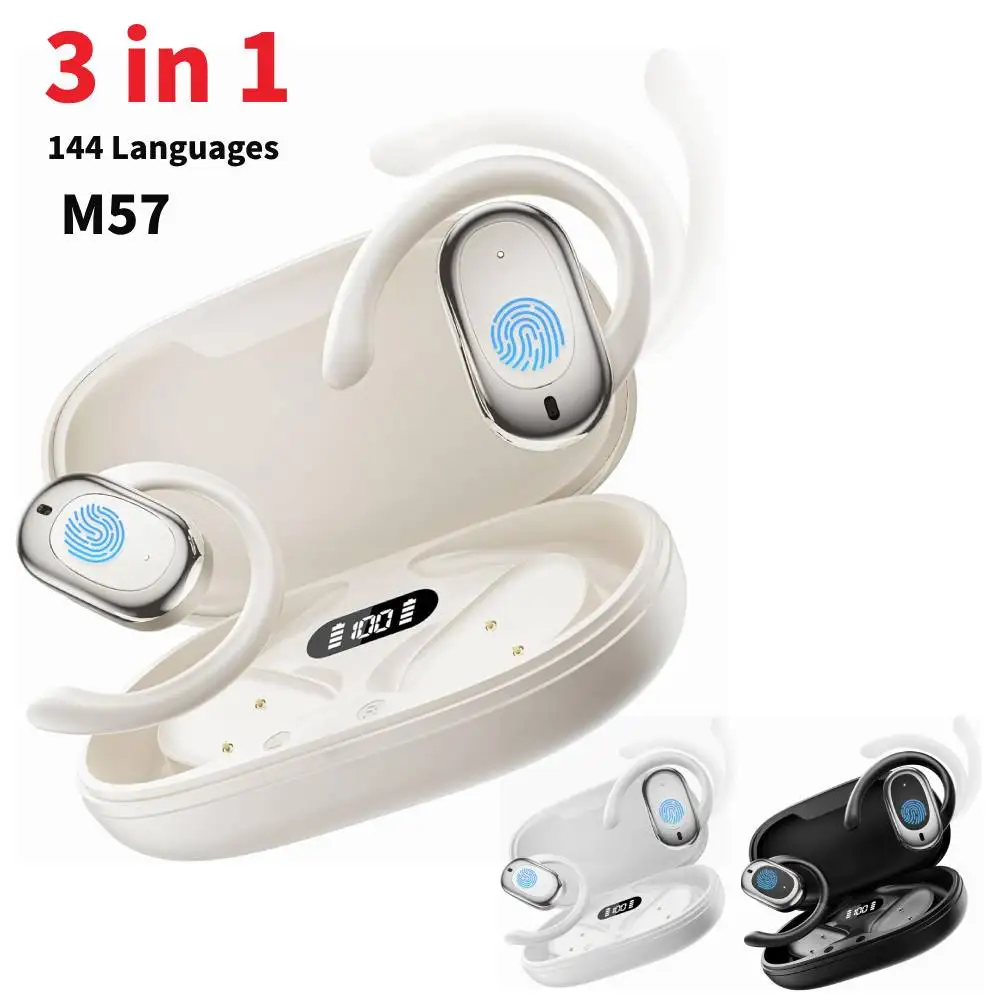 144 Languages Real Time Translator Earbuds 3-in-1 Translation Earphones Noise Cancelling Waterproof Car AI Translator Earbuds