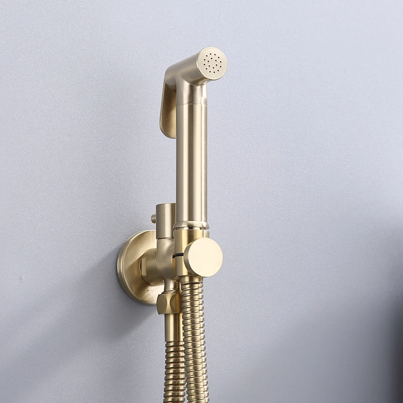 Wall Mounted Toilet Shower Bidet Sprayer Set Chrome/Black/Gold/Gun Metal Grey for Bathroom Spring PVC SS Hose