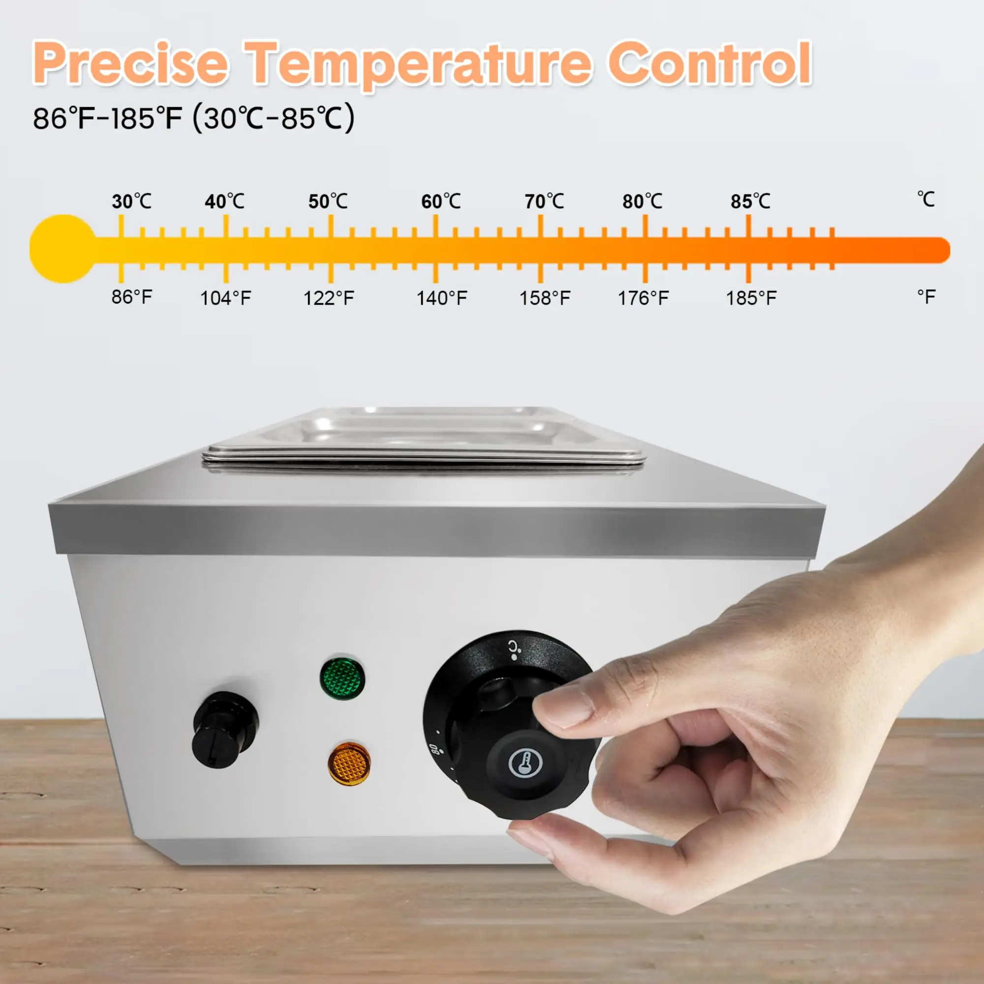 2/3탱크 초콜릿 템퍼링 기계 800W/1200W 1.8QT 식품 등급 스테인리스 스틸 PID 온도 제어 베이커리 레스토랑용