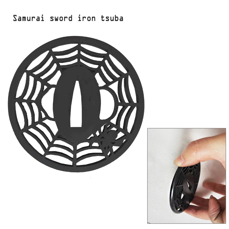 Iron Samurai Sword Tsuba Handle Guard For Japanese Katana Wakizashi-Lasr Cutting-Martial Art Equipment-Spider web