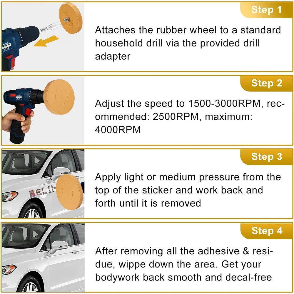 2 pz/set 90mm decalcomania Remover gomma ruota profumata tampone per lucidatura adattatore per trapano per rimuovere adesivo adesivo per auto