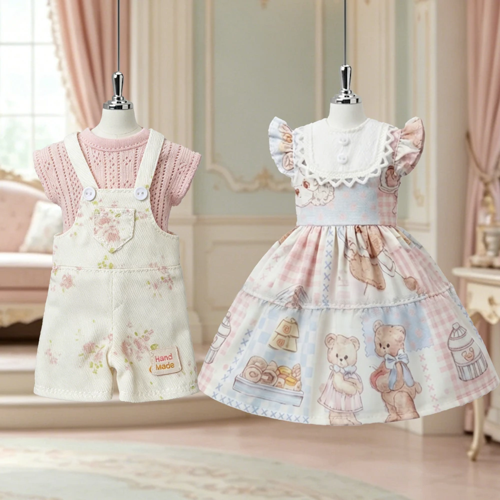 Одежда для кукол Blyth: платье с принтом, комбинезон, топ с коротким рукавом, комплект в стиле лолита, милый наряд для кукол OB22/24, аксессуары для кукол Licca Azone Ker YMY.