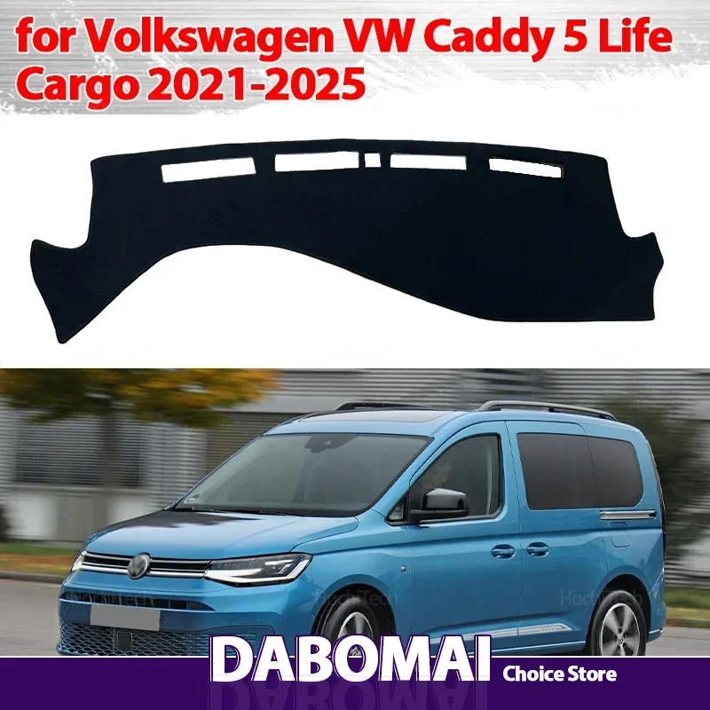Auto-Armaturenbrett-Abdeckung, Armaturenbrett-Matte, Teppichpolster, Sonnenschutz, Umhang, Kissen für Volkswagen VW Caddy 5 Life Cargo 2021–2025