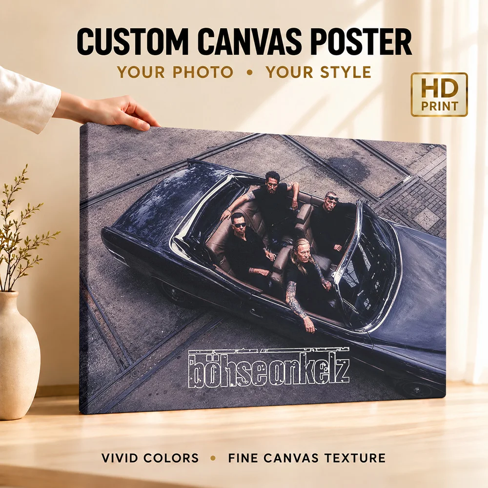 Bohse Onkelz Convertible Music Band Wood Framed Canvas Poster Customized Photo, Vintage Group Portrait Wall Art For Man Cave