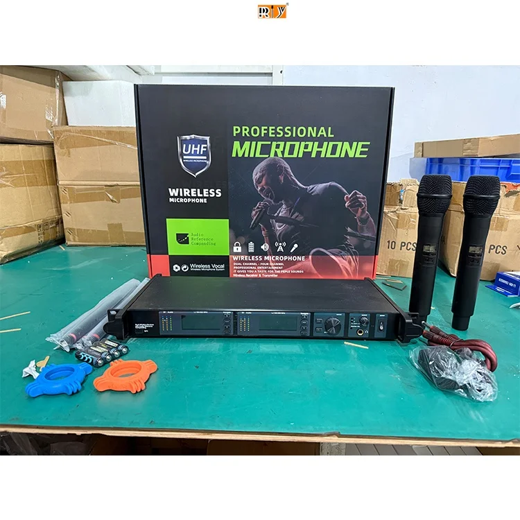 

UR4D+ Professional Wireless Microphone True Diversity 2 Channel Microphone for Lager Stage