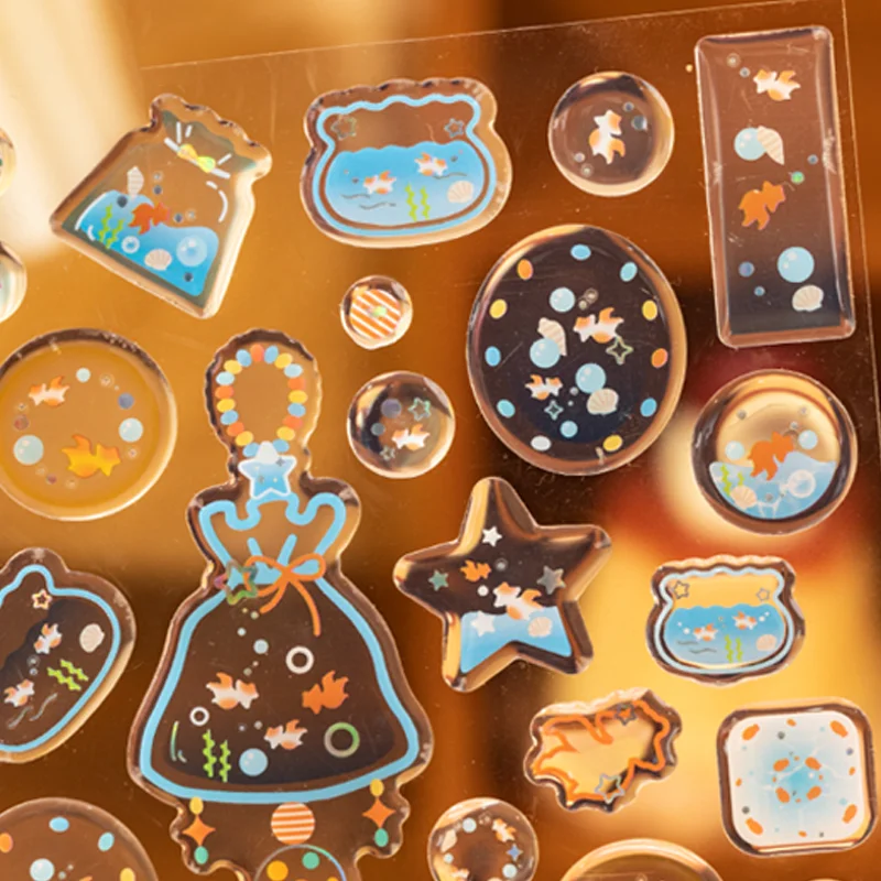 Laser Silver Resin Drop Sticker Sheet Planner Decor Sticker Journal Collage Card Frame Phone Case Mug Card Holder, Mr. Paper