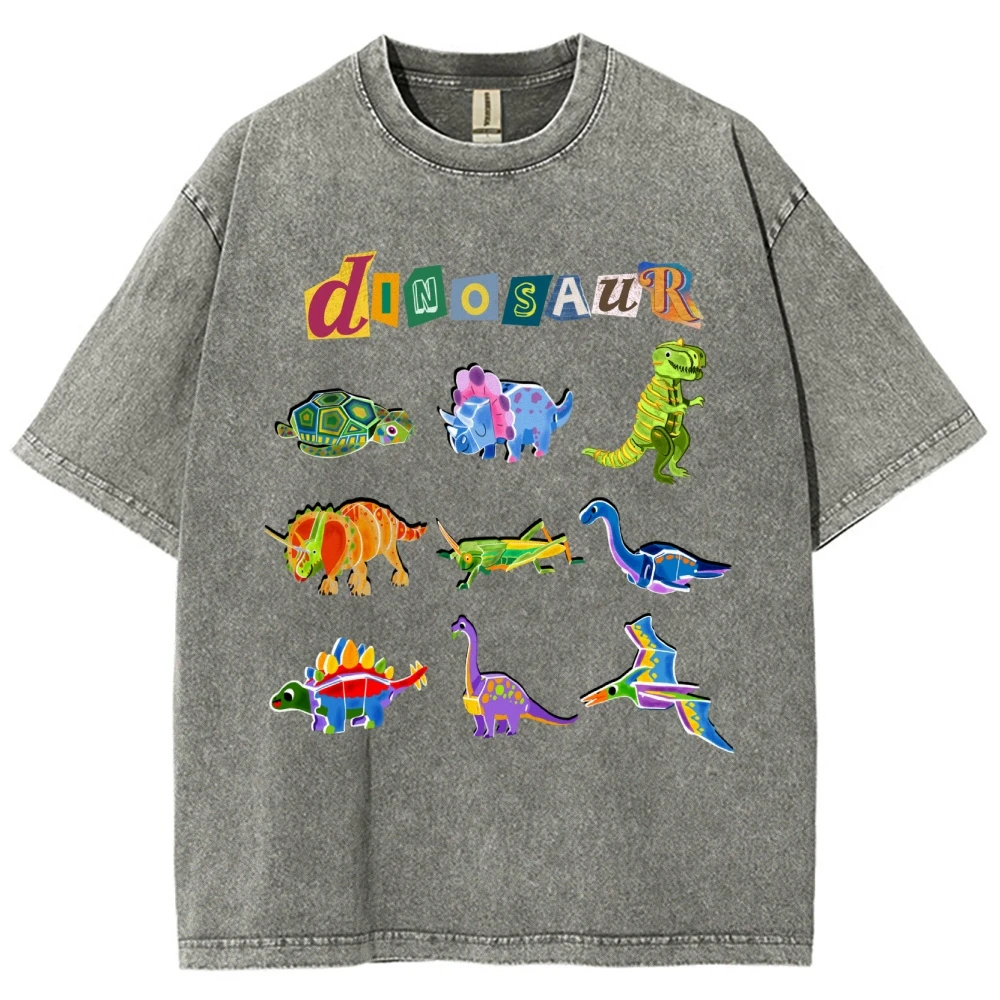 Cute Dinosaur Shirt Paleontology Oversized Shirt Vintage Hand Printed Dino Shirt Gifts Women Clothing y2k Tee Streetwear Shirt