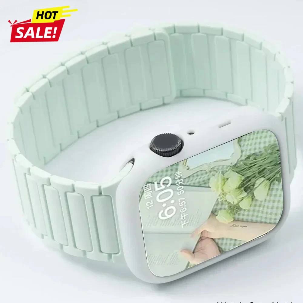 Magnetisches Armband + Silikonhülle für Apple Watch 46mm 42mm 49mm 45mm 41mm 44mm 40mm Band für iWatch Ultra 3/2 Series 11 10 9 8 7 6 SE 5