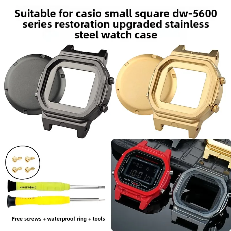 

DW-5600 Mod Kit For Casio dw 5600 Metal Inner shell+back coverScrew Waterproof Ring I/O Ring Men Stainless Steel Inner Shell