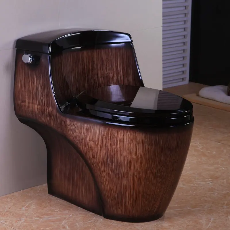 High-grade Wood Grain Toilet Siphon Connected Toilet Ceramic Color Toilet Water-saving Large Caliber