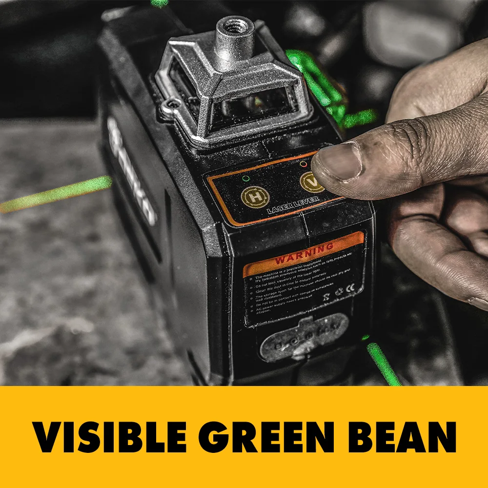 DEKO Self-Leveling 360° Horizontal Laser Level 12 Lines 4D and Vertical Cross Line Green Laser Beam Power Tools