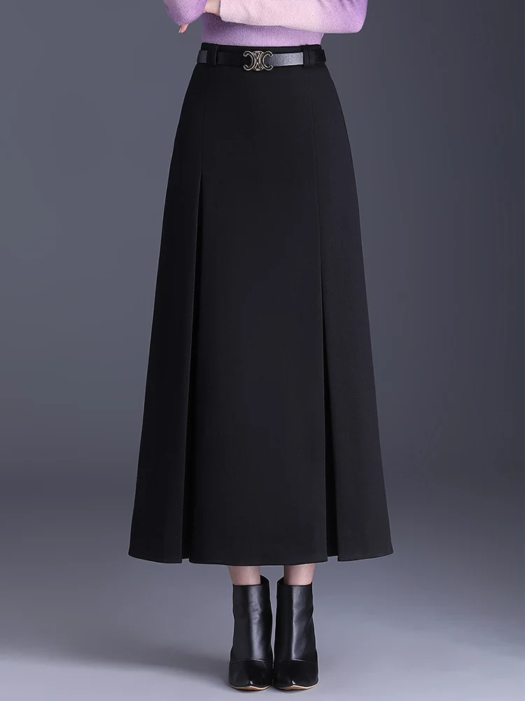 

SUCH AS SU Fashion Women Fall Winter Woolen Sexy Pencil Skirts Ladies Black Gray High Waist Occupation Ankle-Length Skirt Female