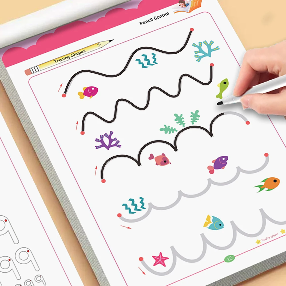 32 Page Pen Control Training Workbook,Early Childhood Educational Tool to Prepare Children for Formal Handwriting Learning