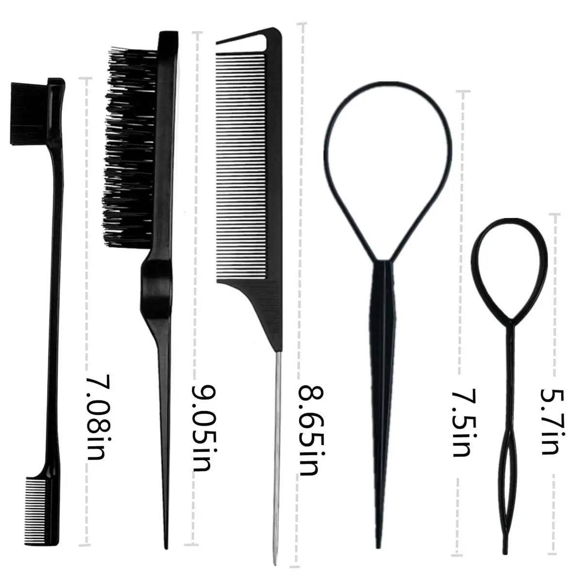 6 Piece Women Hair Braiding Tool Set with Continuous Spray Bottle Rat Tail Comb Edge Brush for Detangling Smoothing Pink view 3