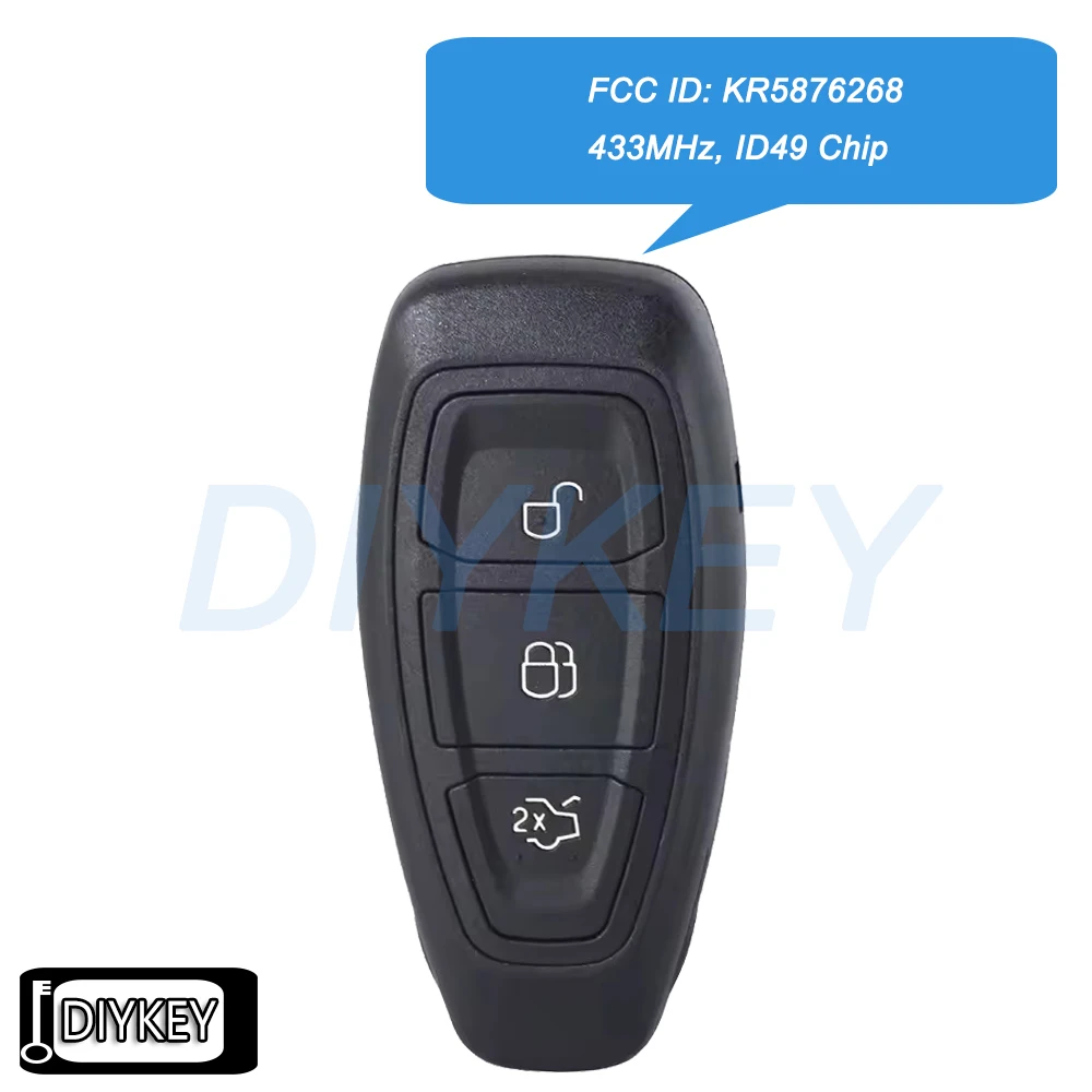 

3-кнопочный смарт-брелок с дистанционным управлением, 433 МГц, ID49 PCF7953, чип для Ford Grand C-Max Focus Kuga Fiesta 2016+ FCC ID: KR5876268
