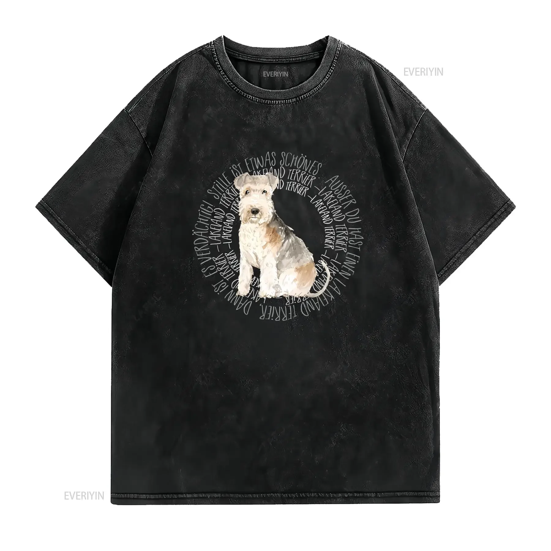 CIRCLE LAKELAND TERRIER Watercolor by Siviwonder Dog Motif T Shirt vintage Washed fashion Soft Versatile Stylish Unisex