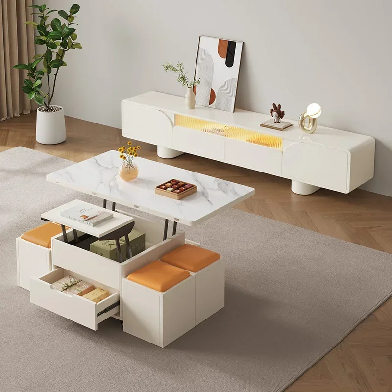 Lifting coffee table, small apartment modern simple living room household deformation tea table, dining table