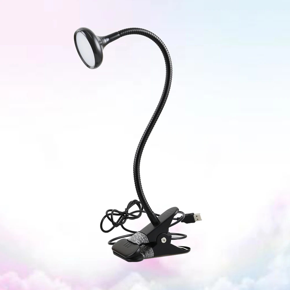 

Hose USB Charging Eye Protection Light LED Bedside Lamp Dimming Table with Clamp Black Reading