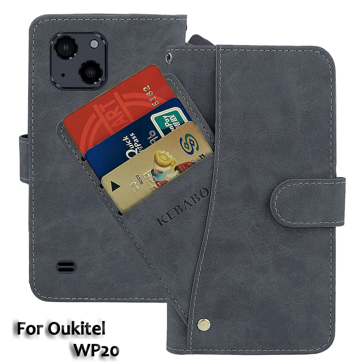 

Vintage Leather Wallet Oukitel WP20 Case 5.93" Flip Luxury Card Slots Cover Magnet Phone Protective Cases Bags