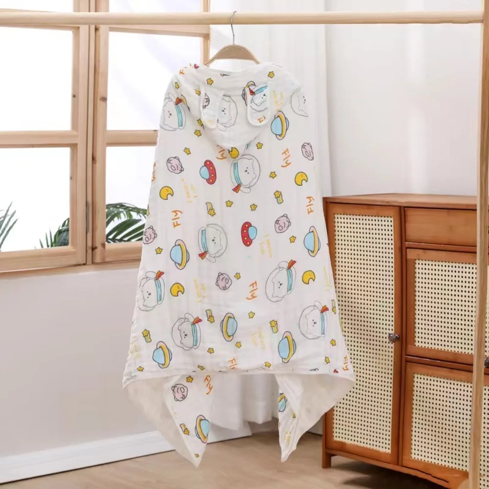

Large Cotton Hooded Cape Towels Rabbit Bear Cartoon Blanket Wrap Soft Absorbent Sleepwear Bathrobe