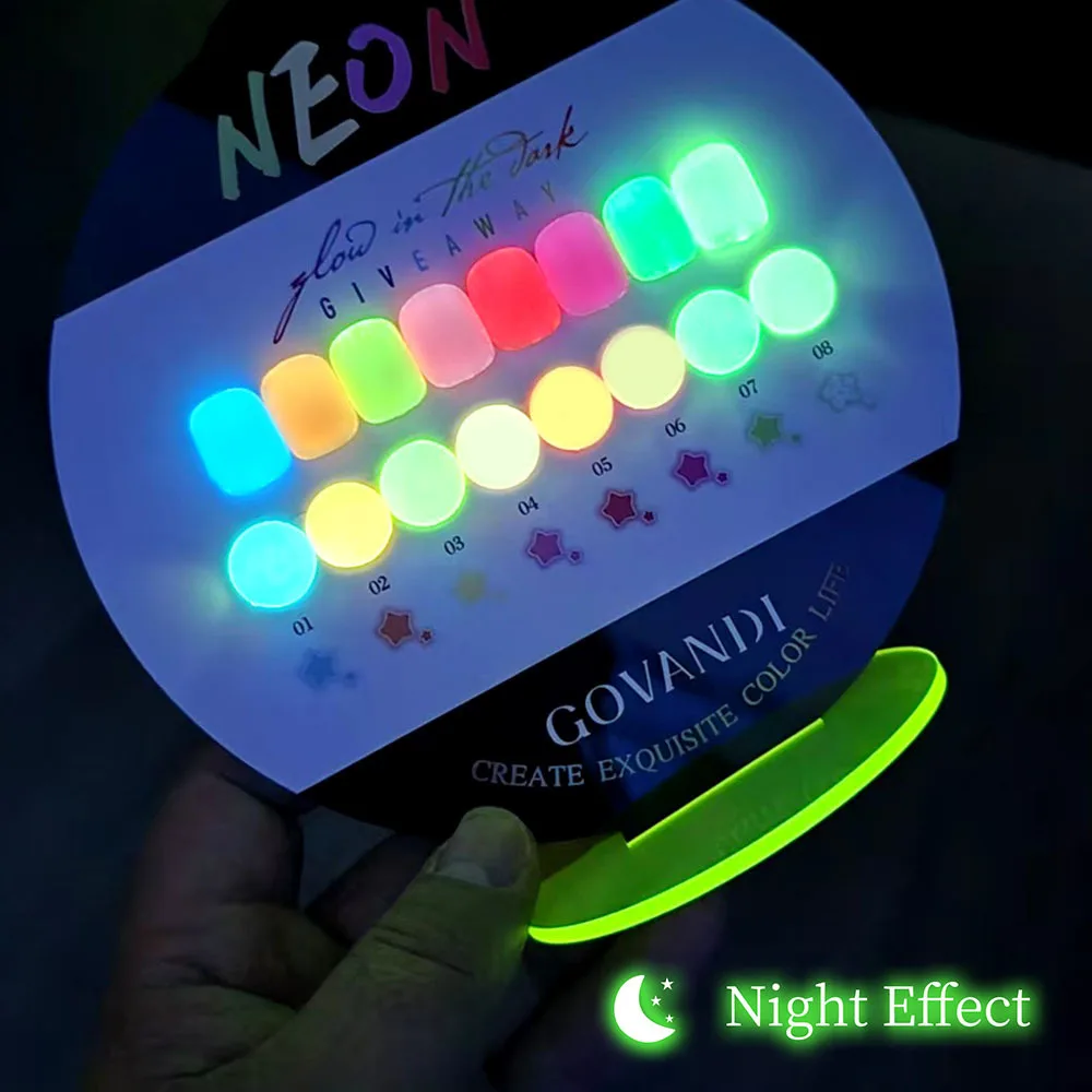 8 個発光ジェルネイルポリッシュセットダーク蛍光 UV LED ジェルとカラーサンプル半永久ソークオフジェルワニス 15 ミリリットル