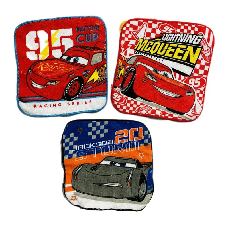 Disney Cotton Cartoon Square Towel Boy Child Car McQueen Saliva  Small Hand Towel Kndergarten Handkerchief 15x15cm