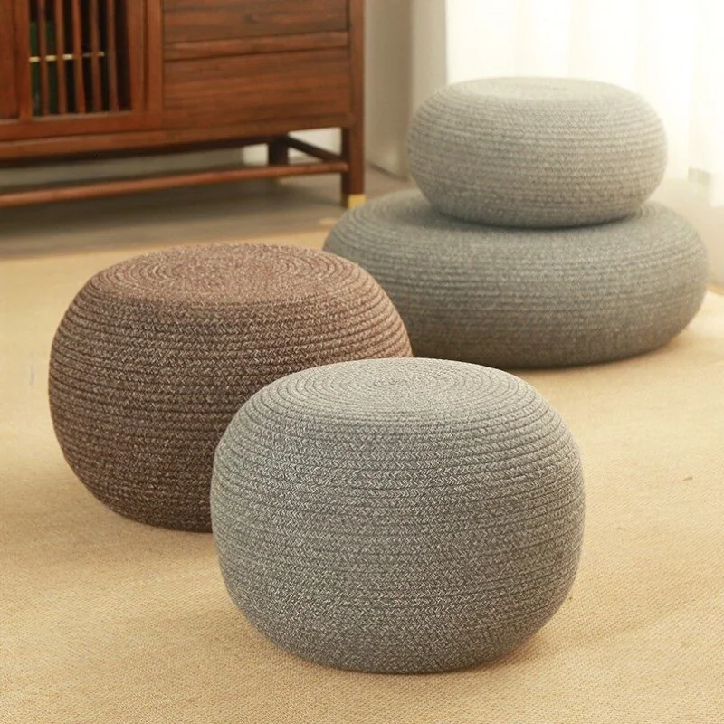 rope-small-stool-living-room-low-stool-adult-sofa-board-stool-cushion-round-stool-home-use-linen-balcony-stool