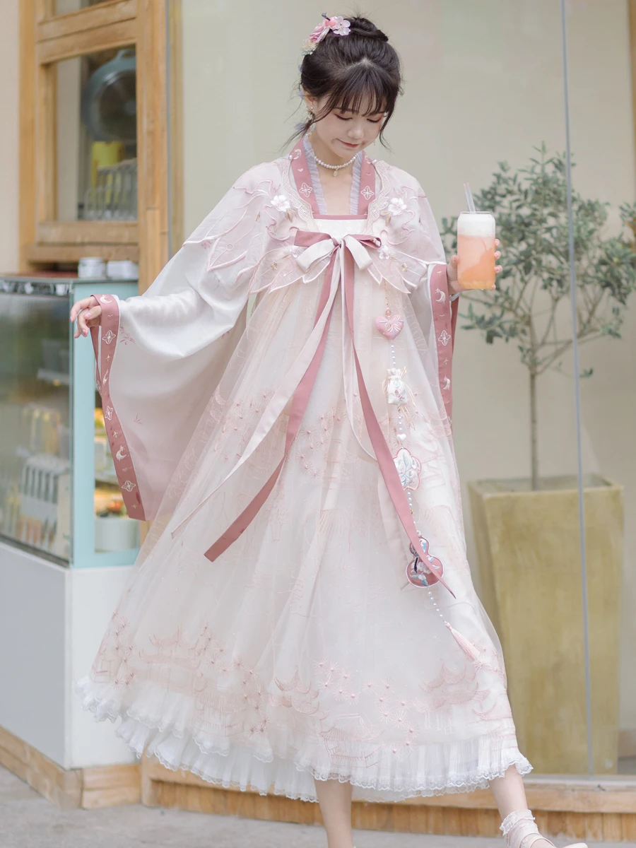 

Chuan Dai Time Heavy Industry Han Suit Set with Lace Svel Dr for Women Faionable Traditional Chinese Sle Outfit