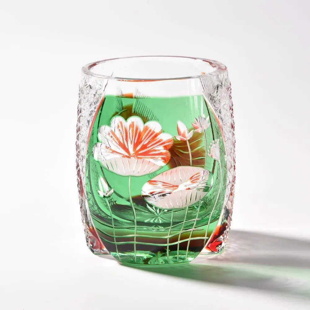 إيدو قطع الطفل الإنترنت المشاهير لوتس بركة ضوء القمر اليدوية المنزلية ويسكي ضوء الفاخرة كريستال كأس النبيذ كوب البيرة عالية فال