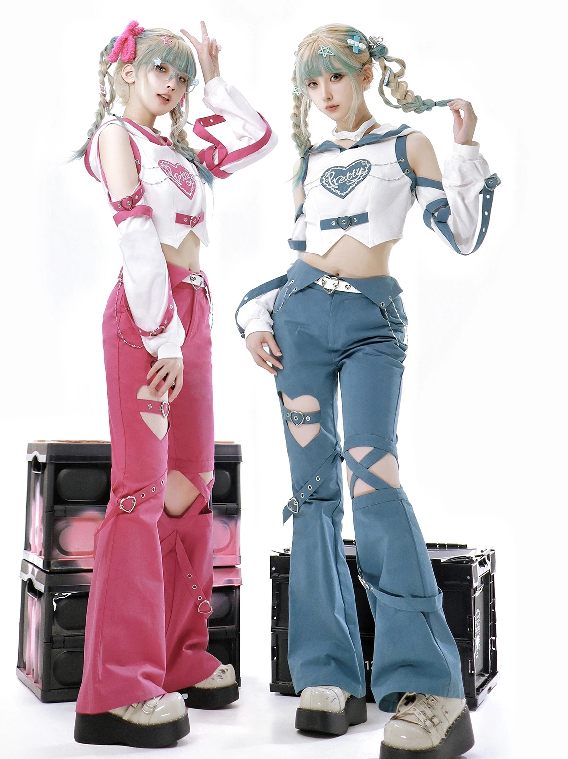 New Original Harajuku Fashion Radio Cute Girl Sweet and Spicy Girl Wind Female Lolita Temperament Slim Sweet Kawaii Pants Suit