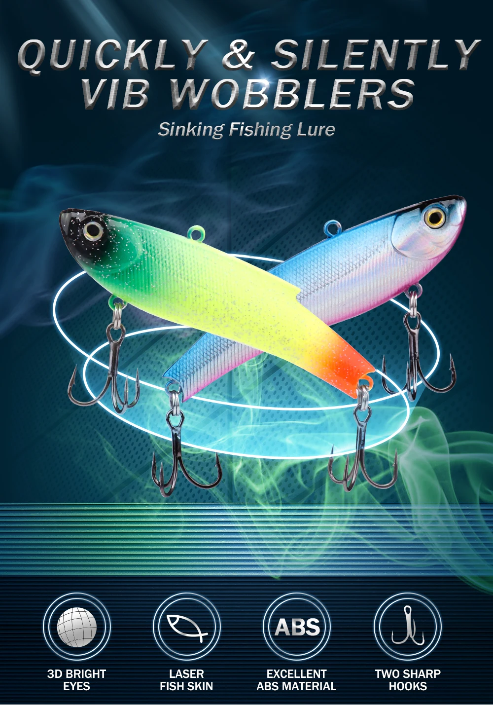 GOBASS Winter VIB Vibration Angeln Köder 24g 34g Lange Casting Rattlin Künstliche Wobbler Harten Köder Hecht Bass karpfen Angelgerät – Detail 1