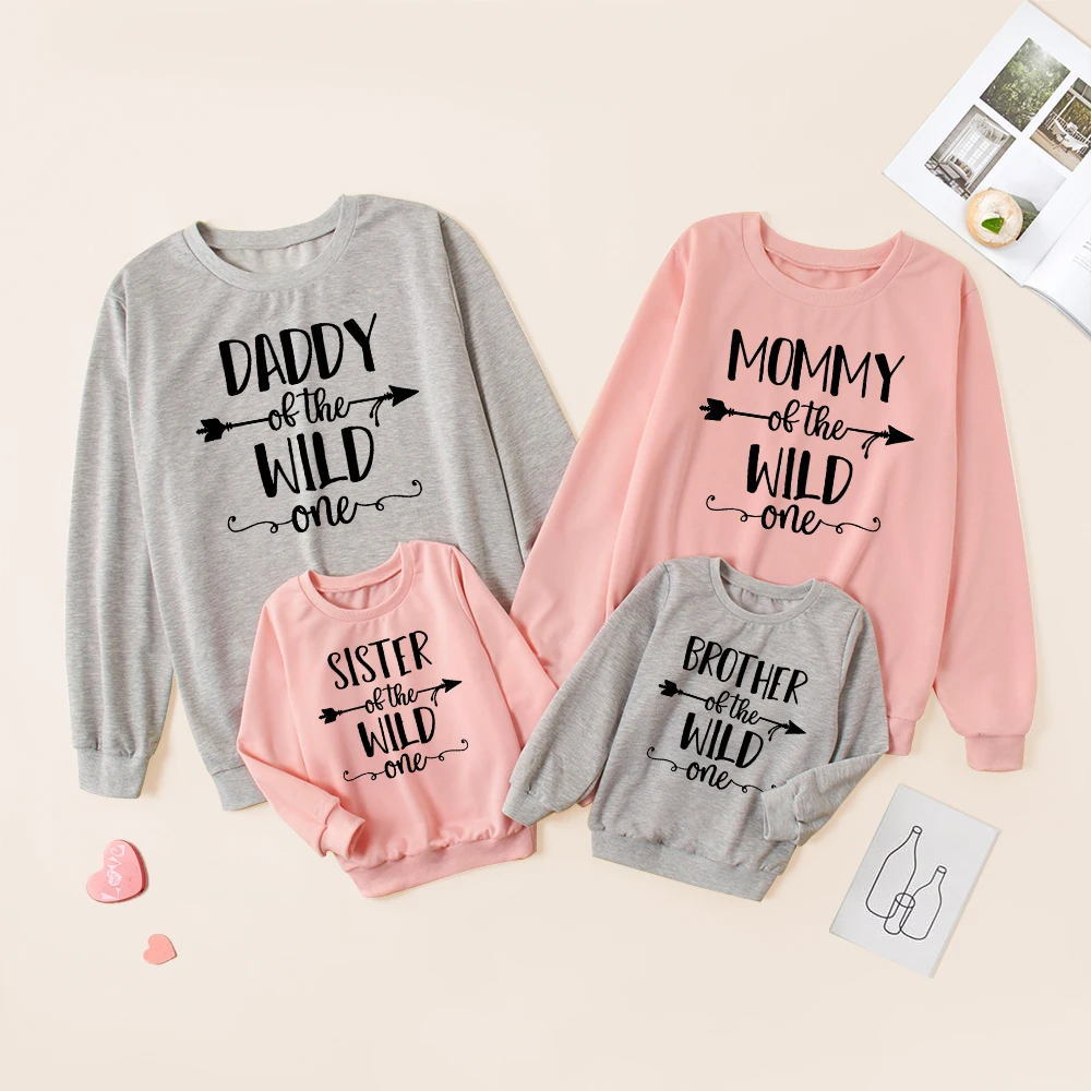 Autumn winter sweatshirt mommy and me clothes Arrow Print mom and daughter matching clothes Casual Family Matching Outfits